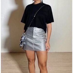 DKNY Silver Mini Skirt